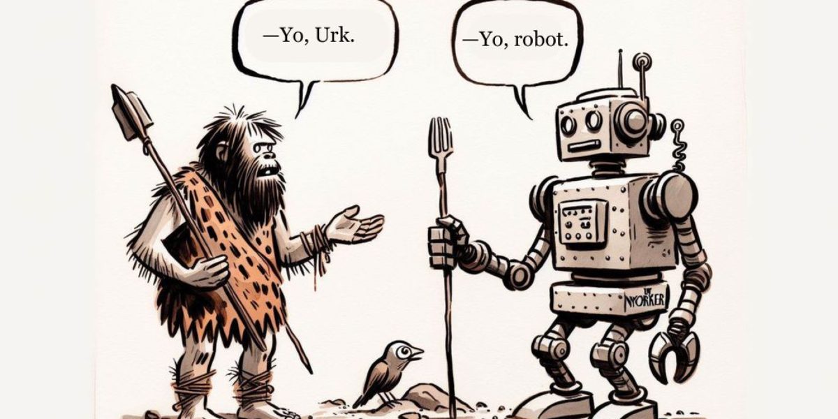 Puntuación de los diálogos - Hombre prehistórico y Robot